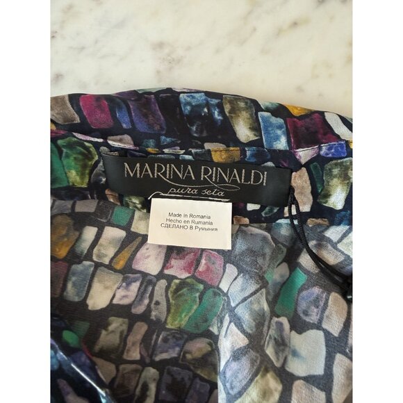 NWT Marina Rinaldi Balocco Silk Multicolor Blouse Women's Size Large $575 [jb] - Picture 4 of 5